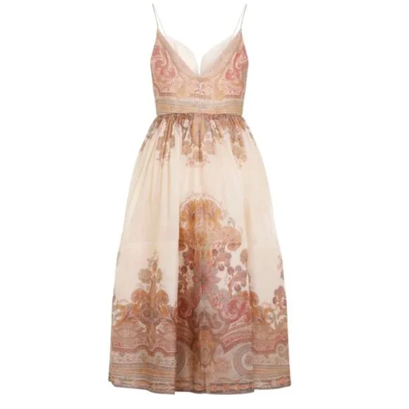 Zimmermann Illustration pleated printed linen and silk-blend organza midi dress - Picture 9 of 9